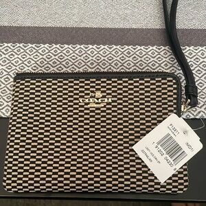Coach Legacy Jacquard Corner Zip Wristlet